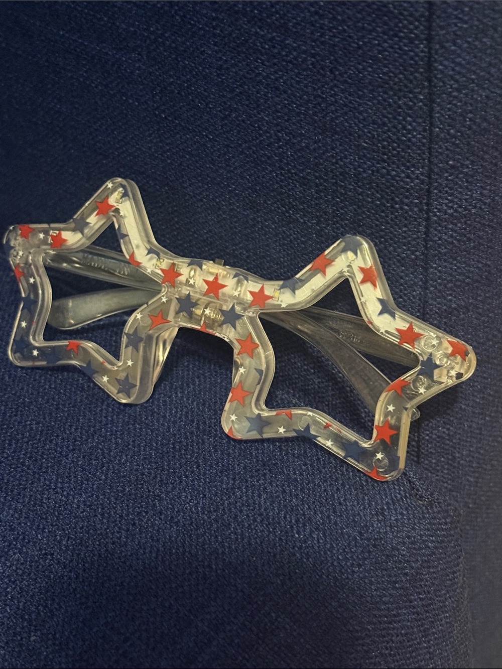 Patriotic Star-Shaped Decorative Sunglasses Accent - Clear with Red & Blue Stars